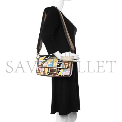 FENDI X SARA COLEMAN MULTICOLOR FF FISH EYE EMBROIDERED BAGUETTE BAG (28*14*6cm) 